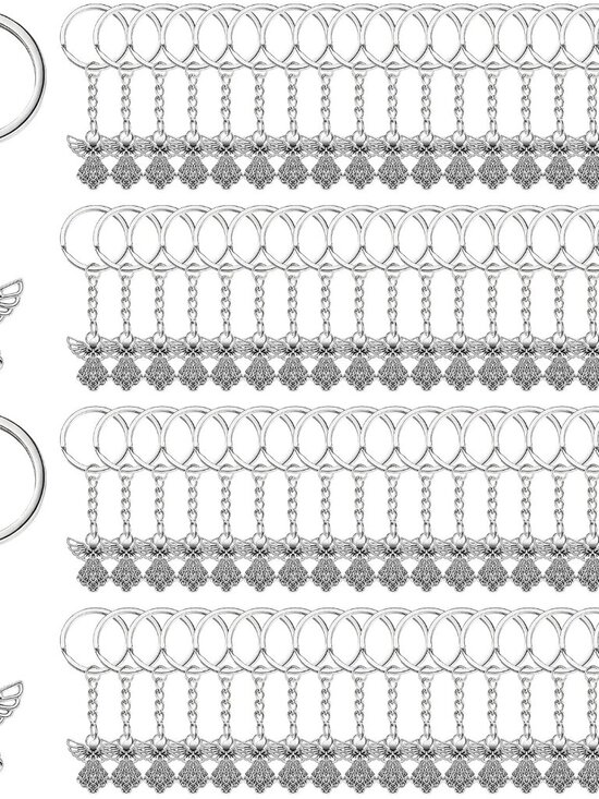 Accessories - 200 Pcs Guardian Angel Keychain Silver Angel Charm Keychain Pendant Baptism Favo